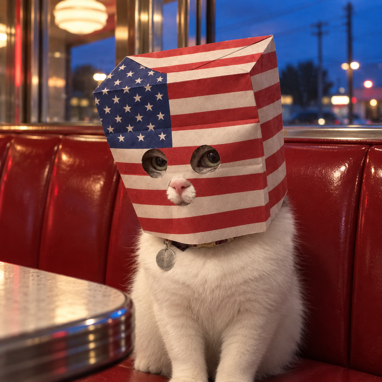 Anonymous USA in a diner