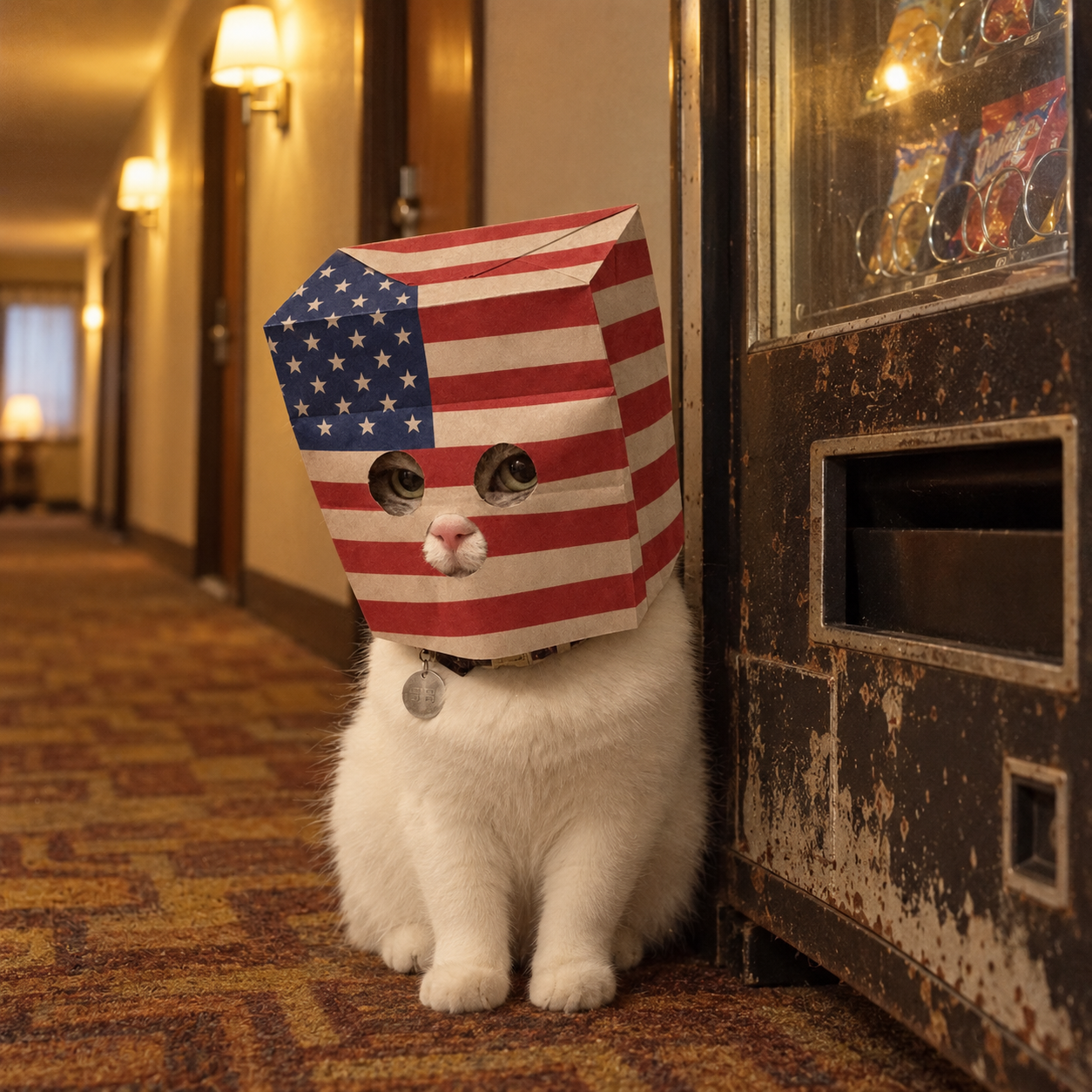 Anonymous USA beside a motel vending machine